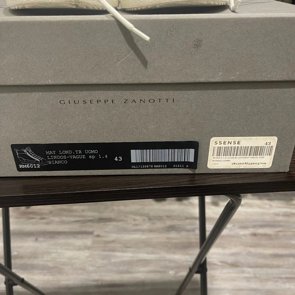 Giuseppe Zanotti White May London High-Top Silver Zipper Sz 43/10 Designer - Picture 13 of 15